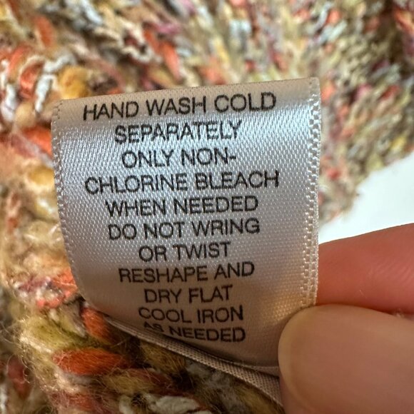 Multicolor Cardigan Cape Sweater Women Size M Leo & Nicole Chunky Wool Blend - Picture 5 of 14